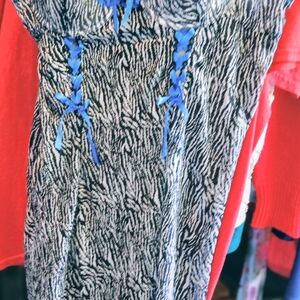 Zebra Print Dress with Blue Accents